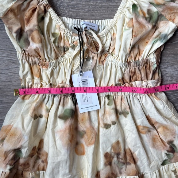 NEW WEWOREWHAT Floral Ruffle Mini puff sleeve Dress Small - Picture 11 of 12
